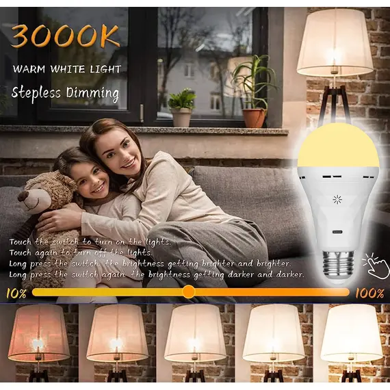 USB led Bulb e27 Rechargeable Light Bulb Smart Battery BulbTouch Control Dimmable LED Bulbs with Timing
