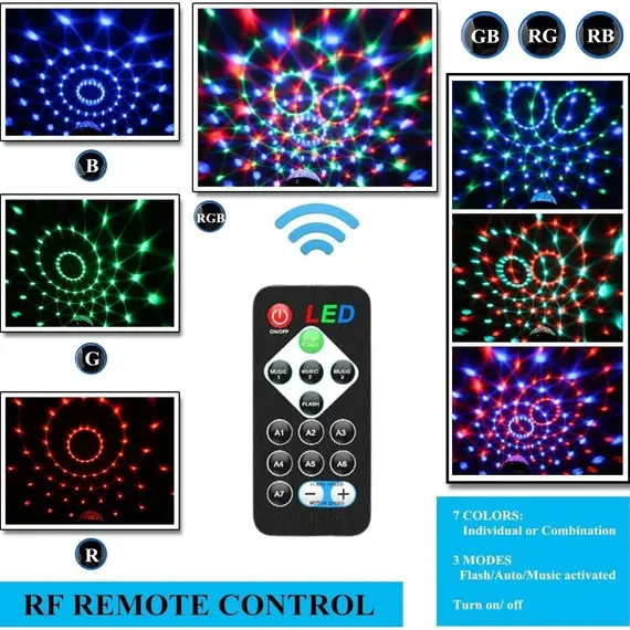 Strobe And Remote Control Disco Ball Ambiance Lights. Holiday Family Gatherings, Birthdays, Weddings, Bars, Clubs