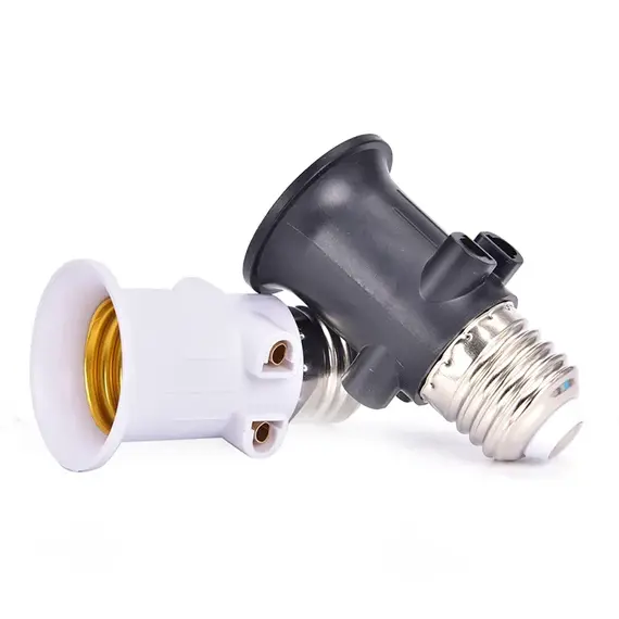 1 PCS AC100-240V 4A PBT Fireproof E27 Bulb Adapter Lamp Holder Base Socket with EU Plug White and Black  Bulb Holder