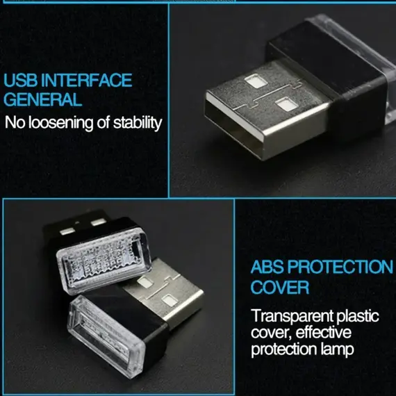 Mini USB LED Car Light - Auto Interior USB Atmosphere Light, Plug and Play Decor Lamp, Emergency Lighting, Stonego USB Lamp
