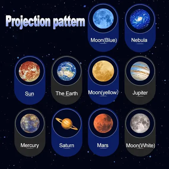 USB Projector Light Halloween Moon Lamp Christmas Holiday Night Light Rotatable Scenes Projector for Wall Ceiling Decor Lighting