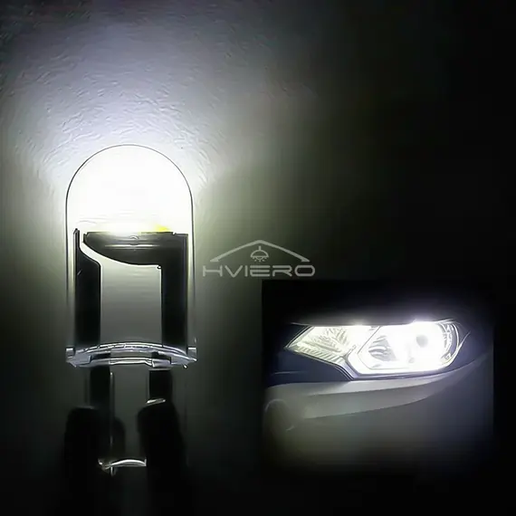 10Pcs Glass Wedge License Plate Lamp Cob LED Car Bulbs T10 W5W 194 Dome Light White Auto Interior Reading Running Parking Backup