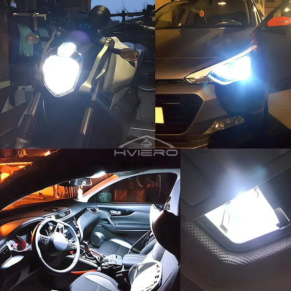 10Pcs Glass Wedge License Plate Lamp Cob LED Car Bulbs T10 W5W 194 Dome Light White Auto Interior Reading Running Parking Backup