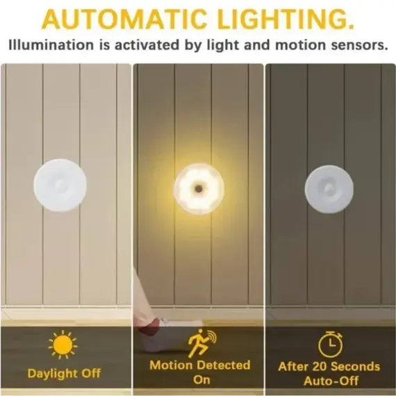 Motion Sensor Night Lights in Warm White/Cold White - Adjustable Brightness, Automatic On/Off, Ideal for Bedside, Stairs, U