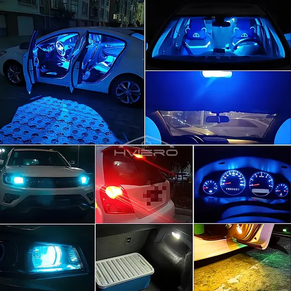 10Pcs Glass Wedge License Plate Lamp Cob LED Car Bulbs T10 W5W 194 Dome Light White Auto Interior Reading Running Parking Backup