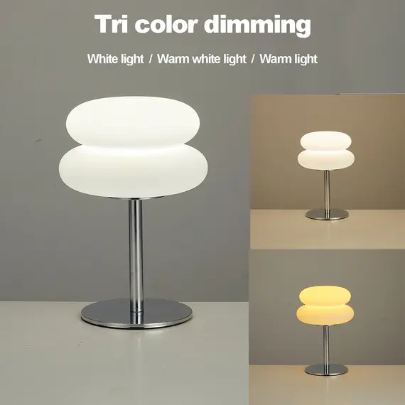 Bauhaus Table Lamp Plastic Lampshade Bedroom Bedside Living Room Nordic Mushroom Lamp 9-Level Brightness Dimming Ambient Light