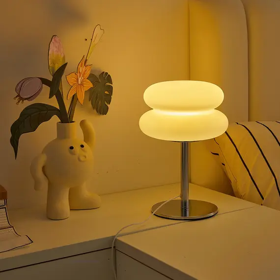 Bauhaus Table Lamp Plastic Lampshade Bedroom Bedside Living Room Nordic Mushroom Lamp 9-Level Brightness Dimming Ambient Light