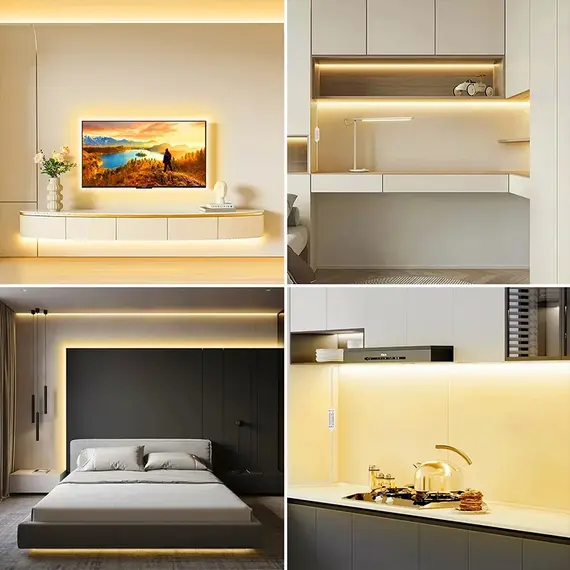 5V COB LED Strip Light Self-adhesive USB Flexible LED Tape with Switch High Density Linear Lighting for Kitchen Cabinet Bedroom