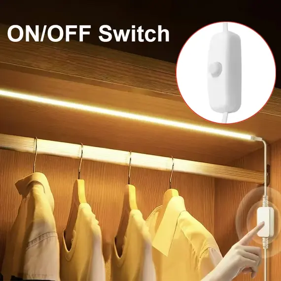 5V COB LED Strip Light Self-adhesive USB Flexible LED Tape with Switch High Density Linear Lighting for Kitchen Cabinet Bedroom
