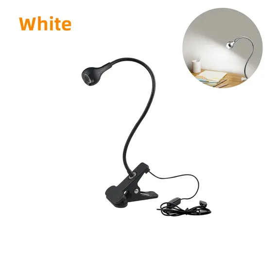 360 Degrees Flexible Desk Lamp with Holder Clip USB Power Lamp Reading Book Light Clip-On Cable With On Off Switch Night Light