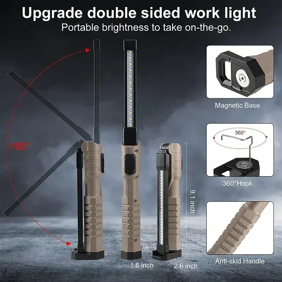 Portable Fold LED Flashlight Strong Magnet COB Working Light Type C Rechargeable Emergency Floodlight Outdoor Camping Lantern