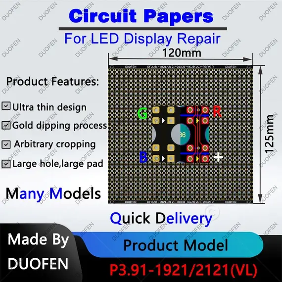 P3.91 series Circuit Paper，Double-sided solder pads, fully covered with large holes ,Used for repairing damaged PCB pads