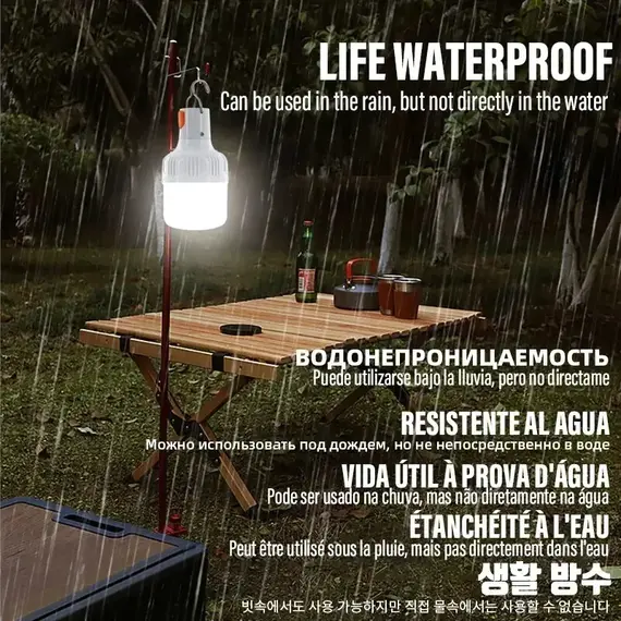 Rechargeable USB LED Camping Light Camp Rechargeable Emergency LED Bulbs Waterproof Energy-saving Bulbs Hanging Work Light Tent