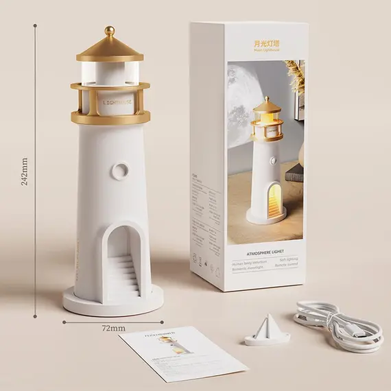 Moon Lamp Projection Lighthouse Lamps Night Light Remote Control Bluetooth Music Motion Sensor Ambient Lights Xmas Birthday Gift