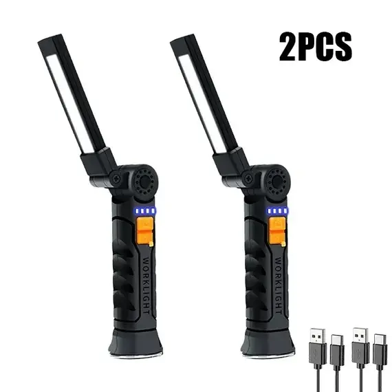 Portable COB LED Flashlight USB Rechargeable Work Light Magnetic Lanterna Hanging Lamp with Built-in Battery Camping Torch