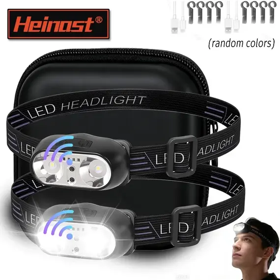 Strong Light Headlamp Portable LED Sensor Headlamp USB-C Rechargeable Head Flashlight Outdoor Camping Fishing Emergency Lantern