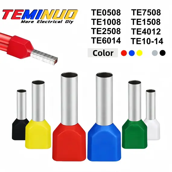 100/700pcs TE Double Wire Tube PVC Insulated Terminal Crimping End Cold Wire Connector Electrical Ferrules Tubular, Double Wire