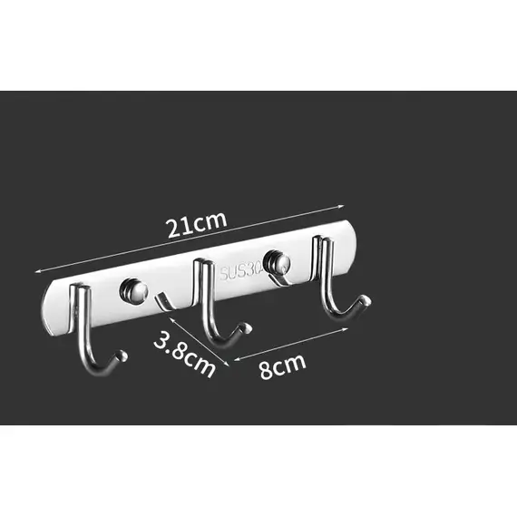 Stainless Steel Hook Hooks Toilet Clothes Hook Kitchen Supplies Hanger Punch-free Hook Rack