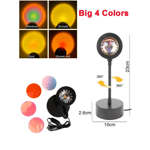USB Sunset Lamp Sunset Projector Mood Light Living Room Bedroom Night Light Room Decor Bar Atmosphere Photography Background