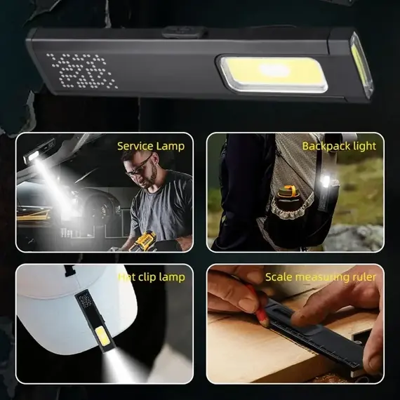 Mini Portable Rechargeable LED Torch Light, Waterproof Outdoor Work Pocket Flashlight with Magnetic Grip, Compact LED Flashlight
