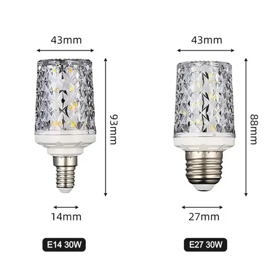 LED Corn Light Bulbs E27 E14 30W 40W AC 220V 240V 5730 SMD LED Crystal Lamp 360 Beam Angle Replace Halogen Chandelier Light