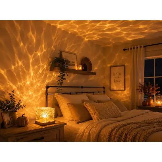 Rotating Water Ripple Night Light Projector Portable Aurora Galaxy Lamp for Bedroom, Apartment Dorm Room Ambiance, Romantic Gift