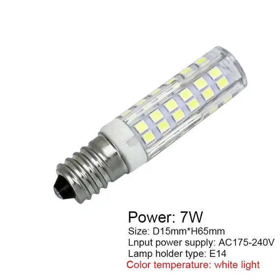 LED Bulb E14 7W AC220V SMD2835 White Light 6000K Warm White 3000K - Refrigerator Range Hood Lighting Replacement Bulb