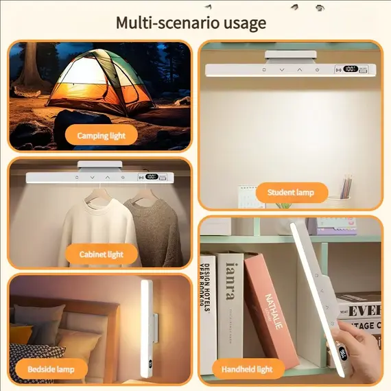 Smart Touch Table Lamp Magnetic Desk Lamp Bulit-in 2000mAh Battery for Reading Cabinet Mirror Bedside Rechargeable Night Lights