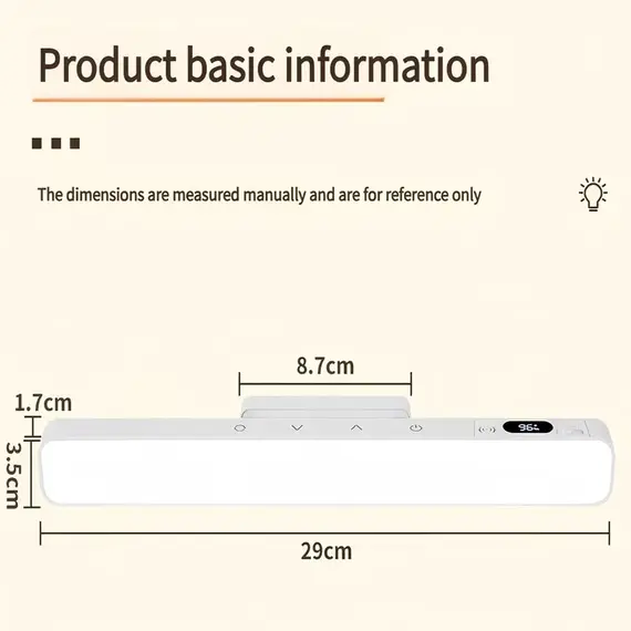 Smart Touch Table Lamp Magnetic Desk Lamp Bulit-in 2000mAh Battery for Reading Cabinet Mirror Bedside Rechargeable Night Lights