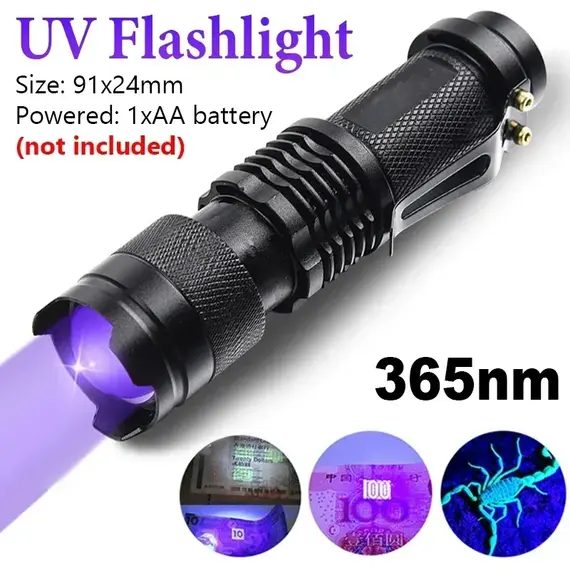365/395nm UV LED Flashlight  Black Light Wavelength Violet Flashlight Pet Urine Scorpion Feminine Hygiene Detector Torch