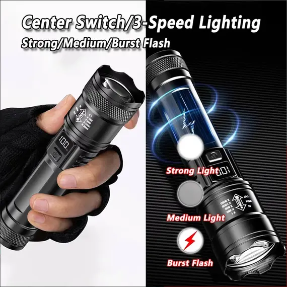Portable Rechargeable LED Flashlight Super Bright Handheld Flashlight Emergency Camping Waterproof Lantern For Outdoor Hiking