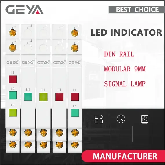 GEYA Din Rail Indicator Light 230V LED Signal Lamp Dual Pilot Lights Modular Indicator  Red Green Yellow Led Signal Light