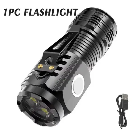 Portable Rechargeable LED Flashlight Super Bright Handheld Flashlight Emergency Camping Waterproof Lantern For Outdoor Hiking