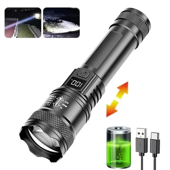 Portable Rechargeable LED Flashlight Super Bright Handheld Flashlight Emergency Camping Waterproof Lantern For Outdoor Hiking