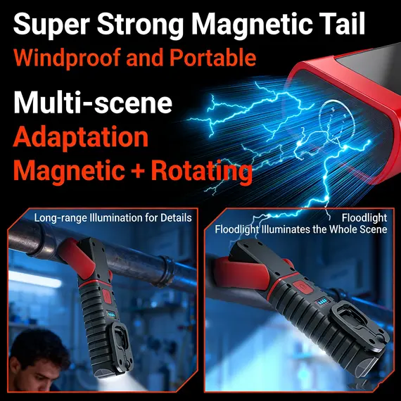 Portable USB Rechargeable Work Light Magnetic COB LED Flashlight Hanging Lamp With Built-in Battery 1200mah Camping Torch