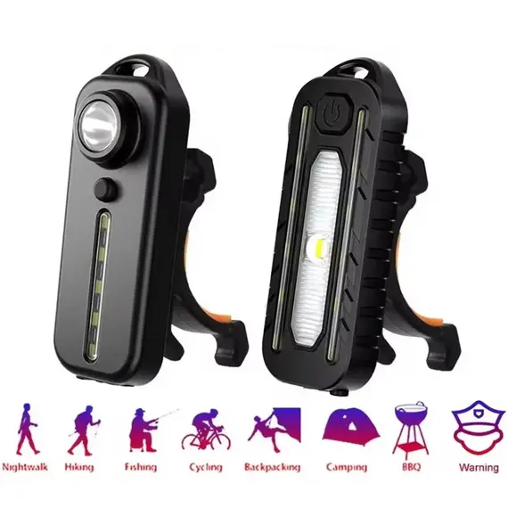 New Rechargeable Shoulder Worklight LED Red Blue Flashlight Vest with Clamp USB Charging Lantern Flashlight Running Outdoor