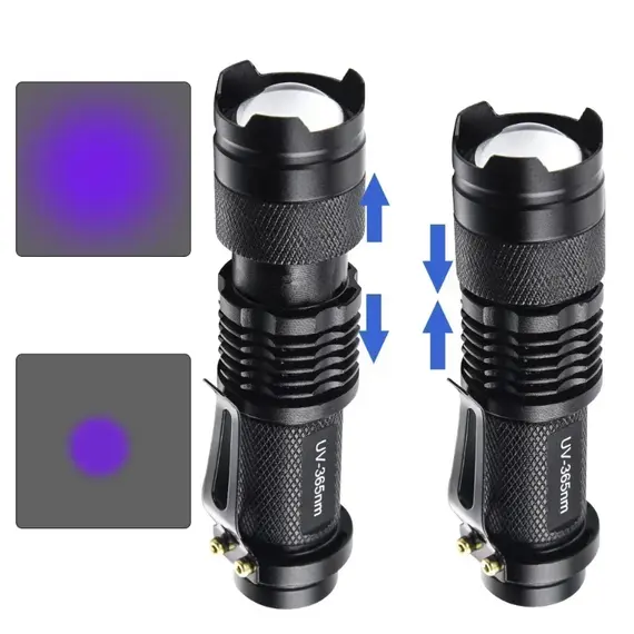 365/395nm UV LED Flashlight  Black Light Wavelength Violet Flashlight Pet Urine Scorpion Feminine Hygiene Detector Torch
