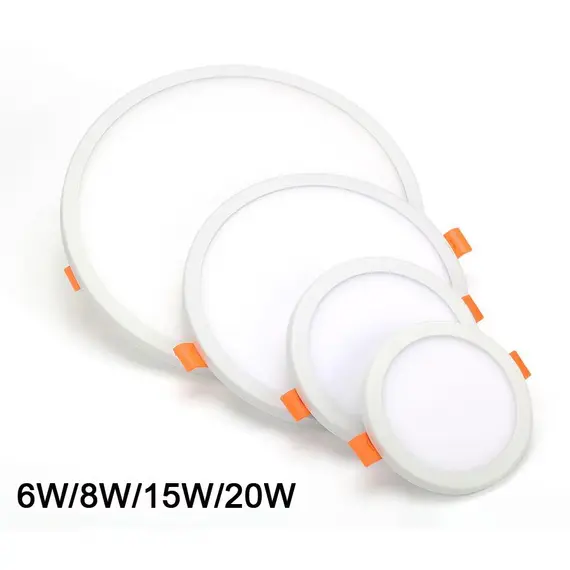 AC 85-265V Ultra Thin Round/Square LED Panel Light 6W 8W 15W 20W Aluminum Ceiling Recessed Downlight open hole adjustable White