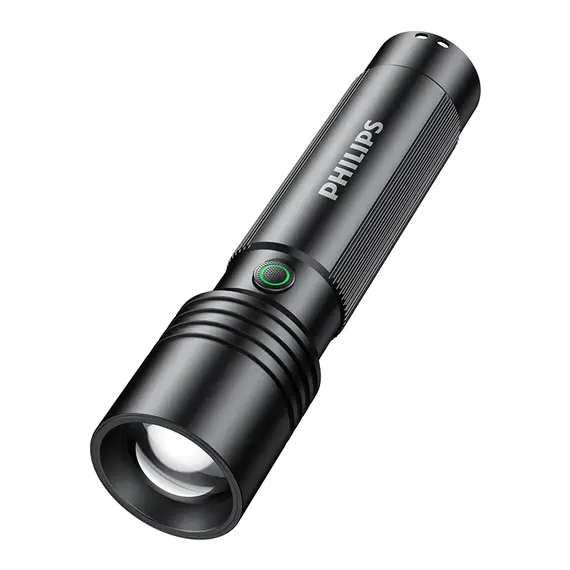 Philips Aluminum alloy Super Bright Rechargeable Flashlight - Long Range Zoom, Portable for Outdoor & Home Use  Defensa Personal