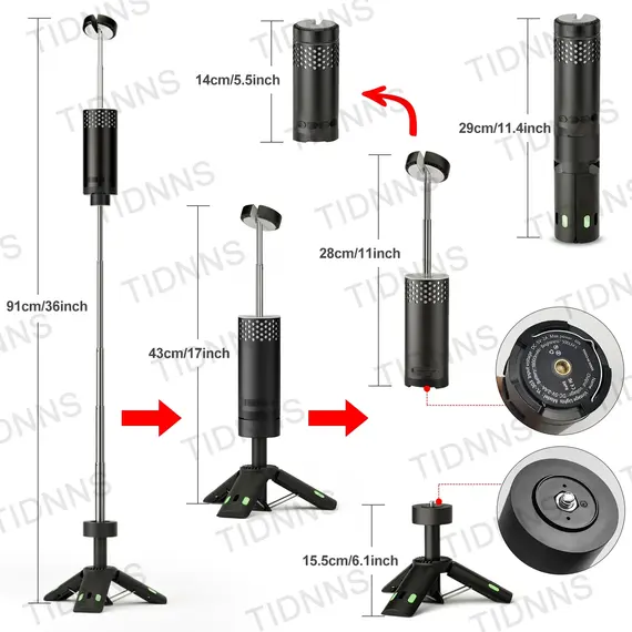 Outdoor Camping LED Telescopic Flashlight with Tripod Nuts Multifunctional Rechargeable Retractable Torch Light Table Lamp