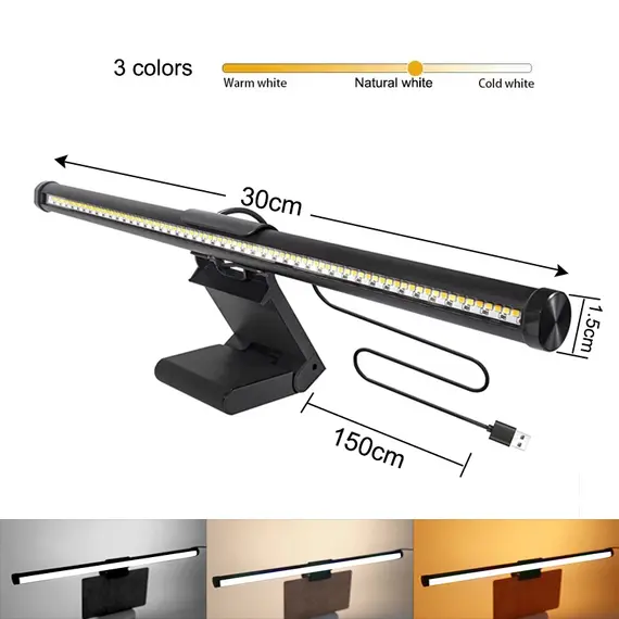 30CM LED Desk Lamp Monitor Light Bar Eye-Care Stepless Dimming Lighting Table Lamp Computer Monitor Screen Light for Work Gaming