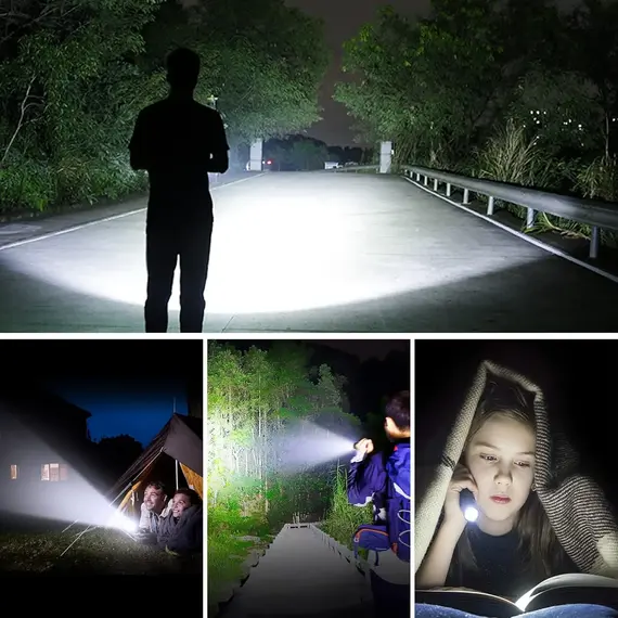 Aluminum Alloy Rechargeable Flashlight High Power Waterproof  Torch Light Zoomable with Storage Box Handheld Flash Lights
