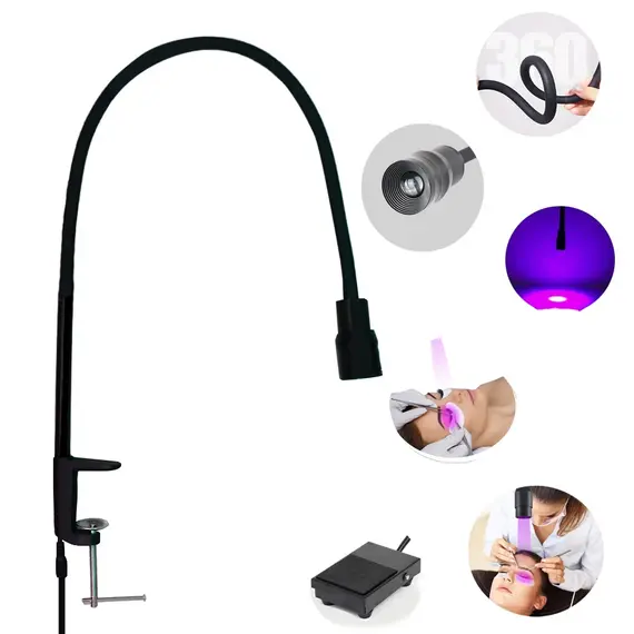 10W Desktop Adjustable Purple Light Eyelash Beauty Lamp, False Eyelash Extension UV Glue Curing Lamp, LED Phototherapy Lamp