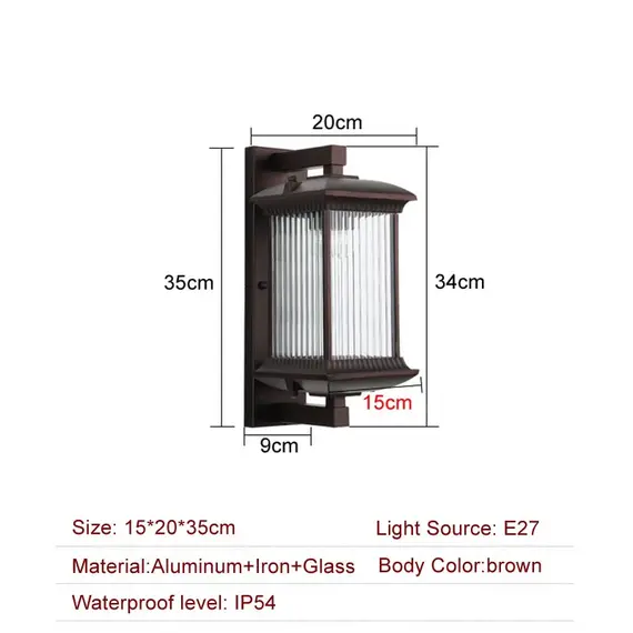 Outdoor Wall Lamp Metal Waterproof Outside Wall Lights AC90-260V Exterior Wall Lighting for Hotel Villa Big Porch Garden Gate