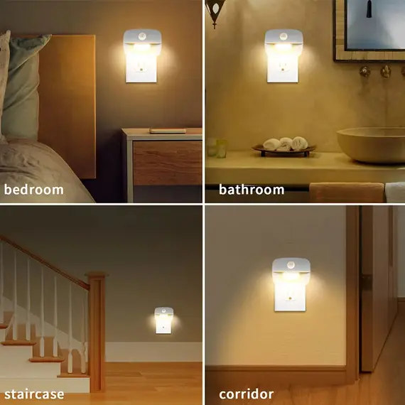Motion Sensor LED Night Light EU/US Plug in Socket 3 Modes Night Lamp For Room Kitchen Hallway Human Induction Emergency Lightin
