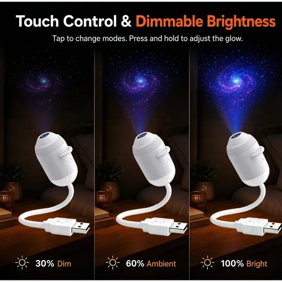 New HD Smart Starry Sky Projector Night Light USB Plug And Play 360° Adjustable Galaxy Atmosphere Lamp For Car Interior Bedroom
