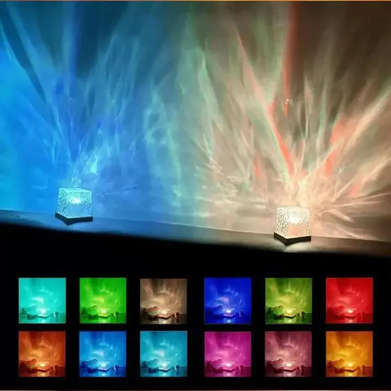 Newest 16 Colors Night Light Remote Ocean Wave Projection Lamp Aurora Projector Lights Home Decor USB plug-in Table Nightlight