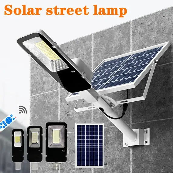300W/200W/100W High Brightness Outdoor Solar Street Light 6000mAh Waterproof Automatic Dusk to Dawn Garage Garden Street Light