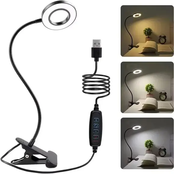 48 LED USB Book Light Clip Desk Lamp Reading Light With 3Color Mode 10 Brightness Dimmer 360° Flexible GooseneckBed Night Lamp