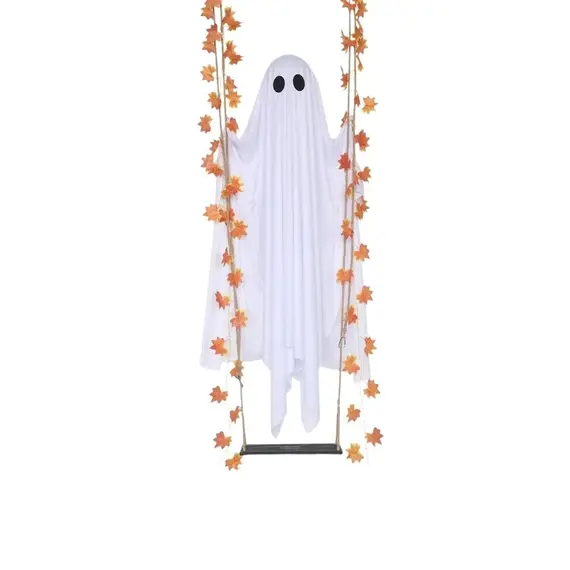 LED Light Up Halloween Maple Leaf Ghost Swing Decorate Simulation Remote Control Halloween Decorations Outdoor